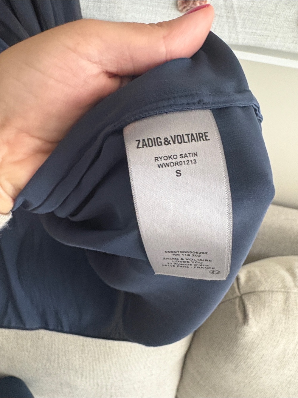 ZADIG & VOLTAIRE Ryoko Satin Midi Dress In Encre - Picture 5 of 9